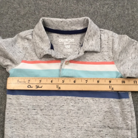 OshKosh B’Gosh Baby Boys Sz 9M Preppy Stripe Short Sleeve Polo‎ Shirt - Picture 7 of 9